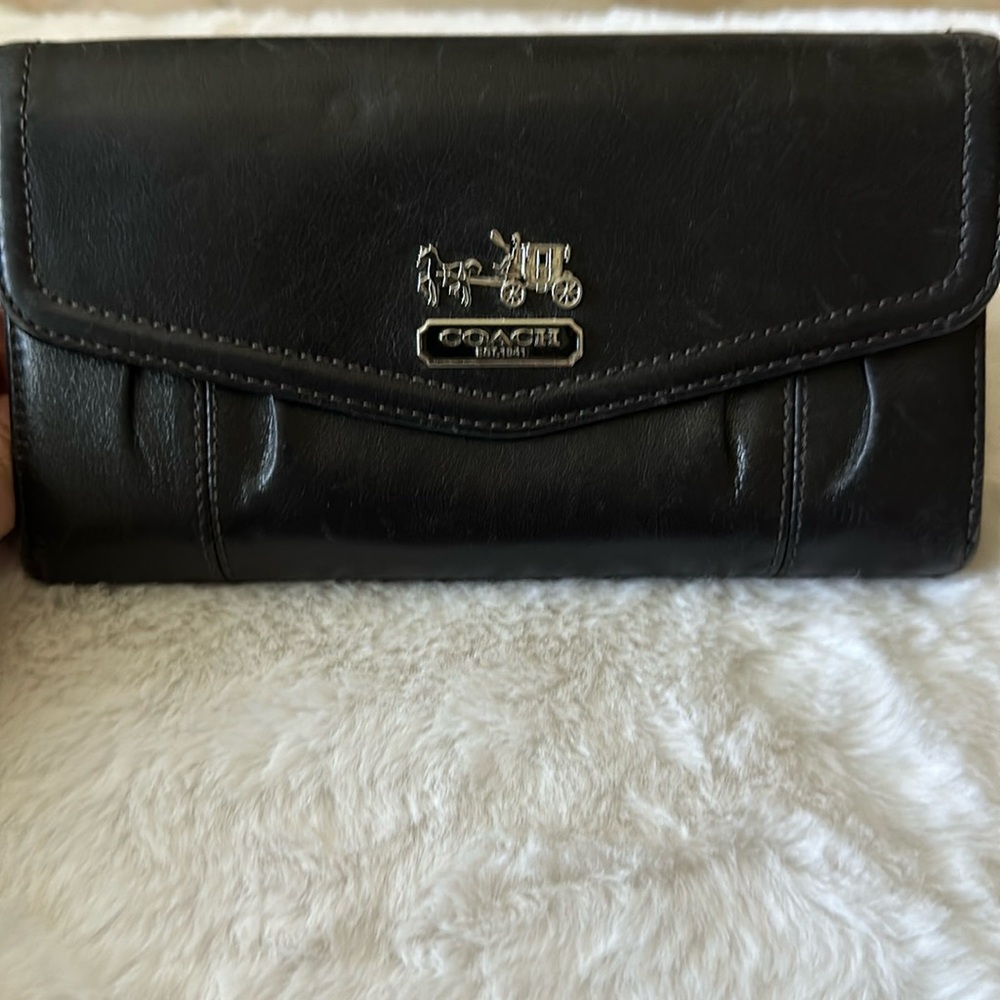 Vintage Coach wallet with purple interior